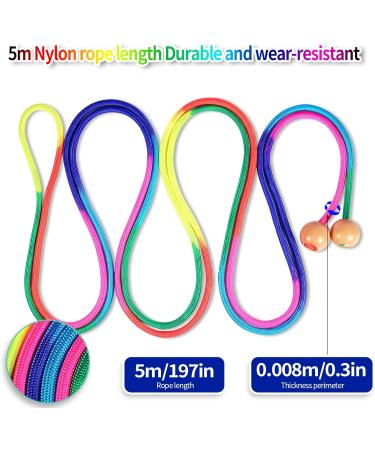 Qetlavee 5m Jump Rope for Multiplayer Fun | Adjustable Wooden Grip | 7 Color Rainbow for Kids & Children - Buy Online on SooperMarket.com