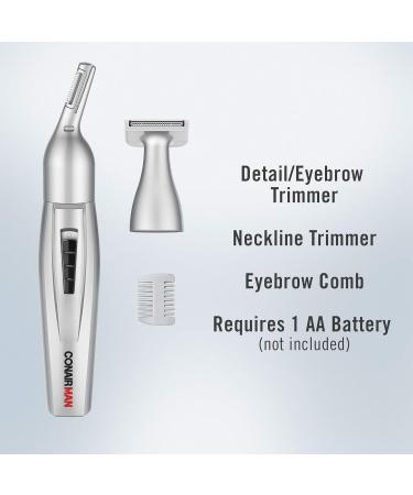 ConairMAN All-in-One Personal Trimmer for Men | Neckline & Eyebrow Hair Trimmer | 3-Piece Grooming Kit - Battery-Powered Silver/Black - Buy Online on SooperMarket.com