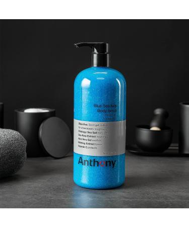 Anthony Exfoliating Body Scrub with Sea Salt, Vitamin C, Aloe Vera - 32 Fl Oz - Smooth, Soothe, and Protect Skin - Blue Sea Kelp Body Wash - Buy Online on SooperMarket.com