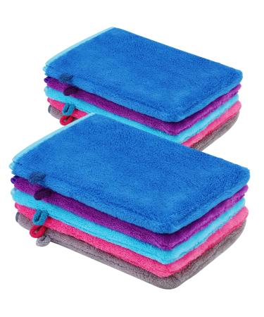 PHOGARY 10 PCS Microfiber Body Wash Mitts  Flannel Soft Face Mitten  Bath Spa Cloth  Reusable Makeup Remover Mitt Gloves  European Style Wash Cloth 6 8inch  5 colors