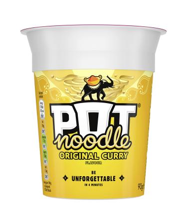 Pot Noodle Original Curry Instant Snack quick to make noodles 90 g Original Curry 90 g (Pack of 1)