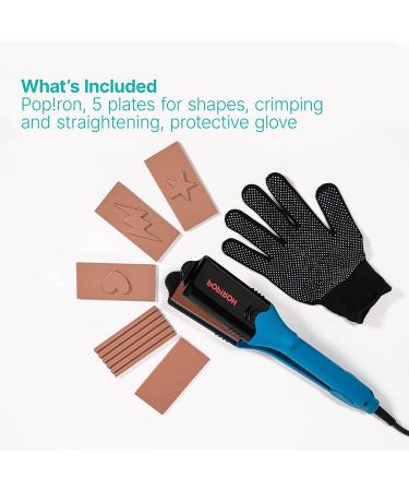 PopIron Hair Straightener & Hair Imprinting Iron - 5 Plates for Straightening, Crimping & Fun Shapes | Ideal for Hair Art & Festivals - Buy Online on SooperMarket.com