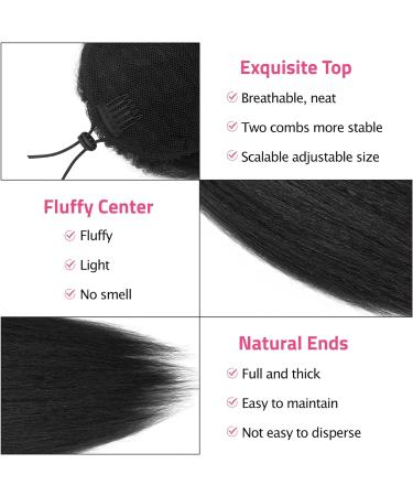 Allyreetress Yaki Drawstring Ponytail Extension for Black Women Highlight Kinky Staight Up Down Pony Tail Synthetic Hair Extensions 16 Inches 2 Clip in (1B Black) 16 inches 1B# - Buy Online on SooperMarket.com