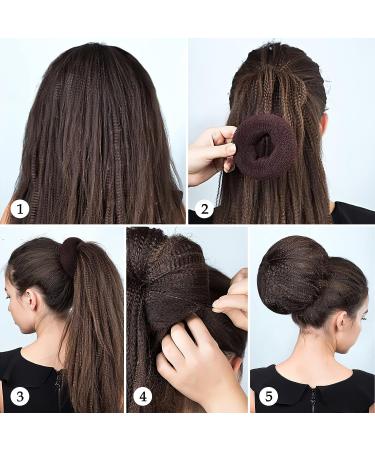 6-Piece Hair Bun Maker Set - Ring Style Donut Bun Shaper & Hair Accessories with Bobby Pins, Elastic Bands, and Ponytail Tools for Women, Girls, Kids - Black - Buy Online on SooperMarket.com