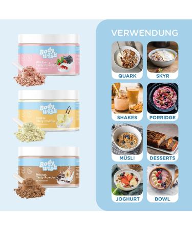 Buy Bodywish Mixed Tasty Powder | Low-Calorie Sugar Substitute | Vanilla Wildberry Nougat | 3x150g | Natural Flavor Enhancer - Buy Online on SooperMarket.com