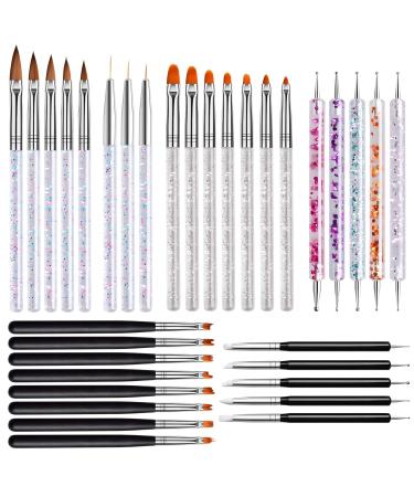 Ebanku 33pcs acrylic nail double ended nail point pen uv gel nail lacquer brush flower nail nail nail nail art tips nail art brush set tool for women girls 33 unit (lot de 1)