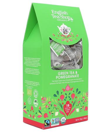 English Tea Shop Organic Green Tea & Pomegranate Tea (15 Pyramids) 30 g