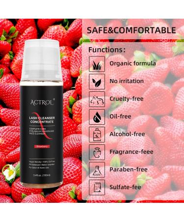 Eyelash Cleanser Concentrate Strawberry 100ml Professional Lash Extensions Shampoo Natural Foaming Cleanser DIY Paraben & Sulfate Free Non-lrritating Wash for Extensions Lashes with Salon Home Care-Makes 60ml Bottles Eyelash Shampoo Strawberry 1 count (Pa - Buy Online on SooperMarket.com