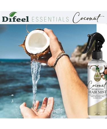 Difeel Essentials Hydrating Coconut Hair Mist 6 oz. - Nourishing Coconut Oil Spray - Buy Online on SooperMarket.com
