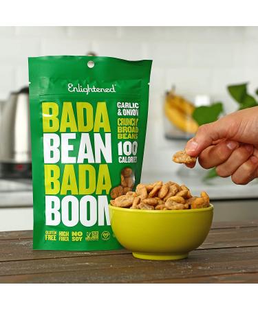 Bada Bean Bada Boom - Vegan Crunchy Roasted Broad Bean Snacks, Garlic & Onion, Gluten Free, 100 Calories, 4.5 oz (Pack of 12) - Buy Online on SooperMarket.com