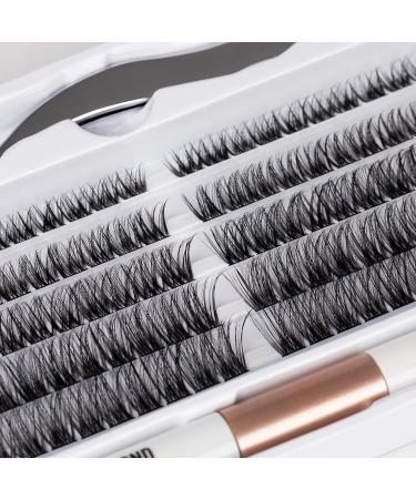 SISILILY Lash Extension Kit- DIY False Eyelashes Fluffy Cluster Lashes with Bond, Seal, Glue, and Tweezers - C D Curl 10/12/14/15/16mm - 120 Clusters (DM01-mix) - Buy Online on SooperMarket.com
