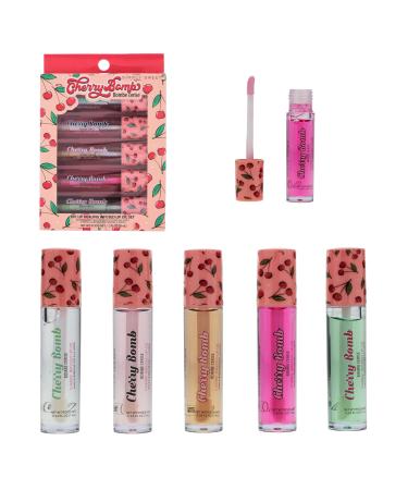 Expressions 5pc Lip Oil Set - Cherry Bomb Lip Oils Lip Healing Cherry Infused Lip Oil Collection with Precision Applicator Wand Everyday Lip Care and Lip Repair (CHERRY BOMB)