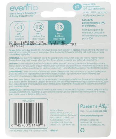 Evenflo Classic Bottle Nipples 12 Count Fast Flow - Buy Online on SooperMarket.com