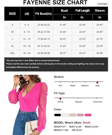 Fayenne Womens Tops Deep V Neck Cross Wrap Sexy Tops Polka Dot Mesh Long Sleeve T Shirt Casual Blouses L Hot Pink - Buy Online on SooperMarket.com