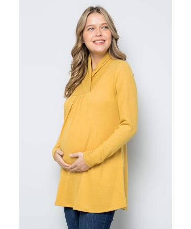 Bump Maternity High Neck Knit Sweater - XL Mustard Tunic Top | Made in USA - Buy Online on SooperMarket.com