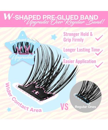 CALAILIS Self Adhesive Eyelashes - 72 Pcs D Curl Press-On Lash Clusters No Glue Needed Reusable DIY Kit with Tweezers for Beginners - ZN23 - Buy Online on SooperMarket.com