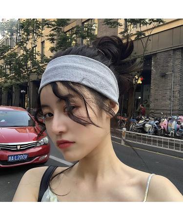 8cm Wide Black Headband for Women White Gray Stretchy Jersey Hair Band for Yoga Makeup Running (black+white+light gray) - Buy Online on SooperMarket.com