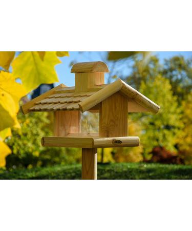 Dobar 21277E Large Bird Feeder Solid Wood Bird House with Shingle Roof Premium Bird Feeding Station for Container Montage 38x38x30 cm - Buy Online on SooperMarket.com
