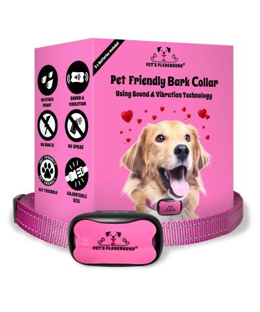 Pet's Playground Bark Collar | Anti Barking Dog Collars | Barking Collars Small Dogs Medium Dogs Large Dogs | Stop Dog Barking Device | Dog Barking Deterrent | Stop Dogs Barking | Vibrating Dog Collar Pink