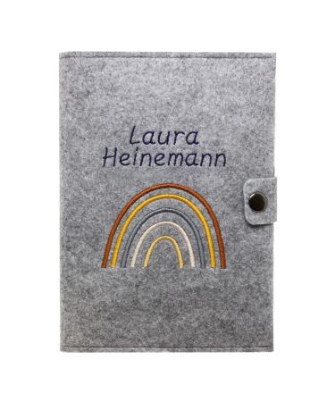 Motherpass cover rainbow natural from felt with personalization |Made in Germany I with indoor pockets for the insurance card and ultrasound images I personalized gift for pregnant germany mother pass with name rainbow natural