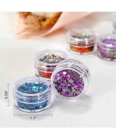 Body Glitter SUPGIFT 130g Holographic Chunky Cosmetic Chameleon Sequins - 15 Colors for Makeup, Hair, Nail Art, Slime, Craft, Resin - Includes Brush and 5 Spoons - Buy Online on SooperMarket.com