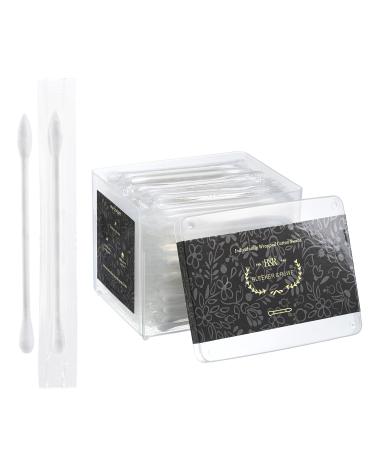 Pointed Q Tips Qtip Bleeker and R we Individually Wrapped Cotton Swabs 180 Count - Chlorine & Oil Free - Recyclable & Biodegreadable - Perfect for Travel Makeup 180 Count (Pack of 1)