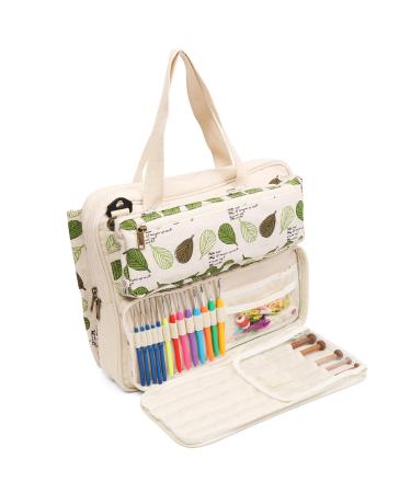 Lavievert Knitting Tote Bag Yarn Storage Bag for Carrying Projects, Knitting Needles, Crochet Hooks and Other Accessories