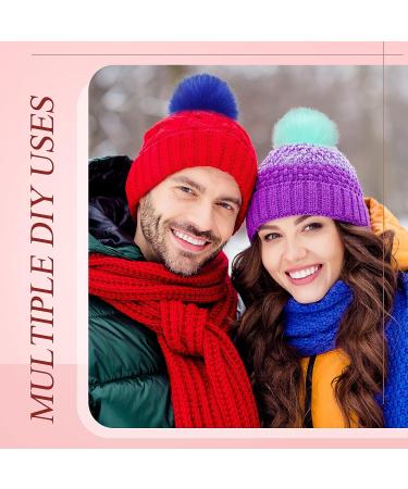 16 Piece Snap Pom Poms for Hats - Faux Fur Fluffy Removable Pom Poms with Snap Fastener - DIY Craft Knitting/Crochet Supplies - 8 Elegant Colors - Buy Online on SooperMarket.com