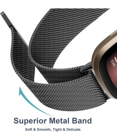 YILED Stainless Steel Mesh Band for Fitbit Versa 3/Sense - Large Black - Buy Online on SooperMarket.com
