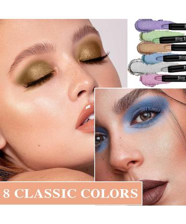 Glitter Eyeshadow Stick Set - 8 Colors, Waterproof & Long Lasting - Buy Online on SooperMarket.com
