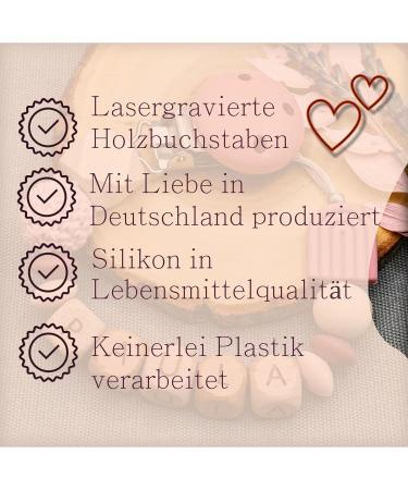Personalized Storchenkind Baby Gift - Custom Name | Various Colors | Gift Packaging Included | Laser-Engraved Wooden Letters | Food-Safe Silicone | Boys & Girls - Buy Online on SooperMarket.com