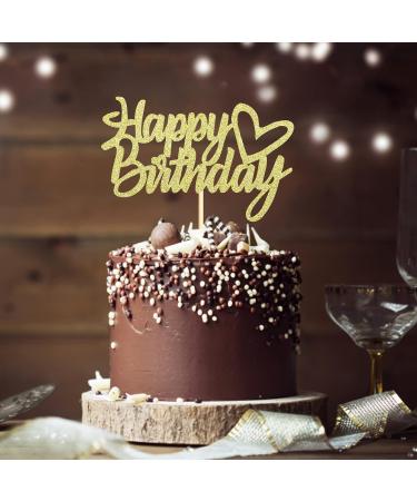 Sumerk Gold Glitter Happy Birthday Cake Topper 1PC Cake Toppers for Birthday Party Decorations Supplies - Buy Online on SooperMarket.com