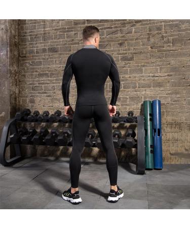 3 Pack Men's Mock Turtleneck Compression Shirts - Long Sleeve Sun Protection Workout Tops - Black, Gray, White - Large - Buy Online on SooperMarket.com