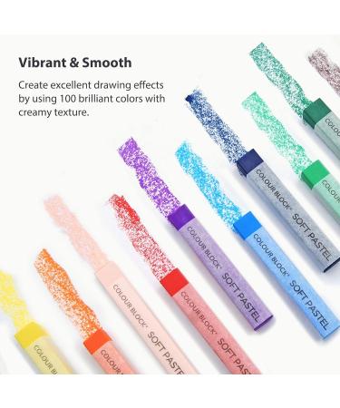 100pc Wooden Case Soft Pastel Art Set | Colour Block Square Chalk Pastels for Drawing and Blending | Assorted Colors Art Supplies for Artists - Buy Online on SooperMarket.com
