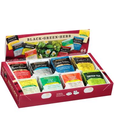 Bigelow Herbal Tea Variety Assortment Pack of 64 Tea Bags Featuring English Teatime, Constant Comment, Lemon Lift, Earl Grey, Green, Cozy Chamomile, Orange Spice, Mint Medley Flavor Assortment 64 Count (Pack of 1)