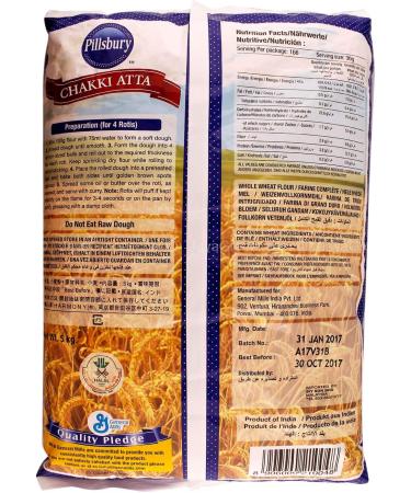 Pillsbury Chakki Atta | 100% Whole Wheat | Full of Fibre | Make Rotis & Chappatis | Traditional Indian Flour | Nutritious | Vegetarian | 5KG Bag - Buy Online on SooperMarket.com