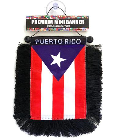 Puerto Rico Car Flag Decals - Quality Mini Banner for Windows - Puerto Rican PR Home Accessories - Ideal Car Flag Accessory for Men and Women - Buy Online on SooperMarket.com