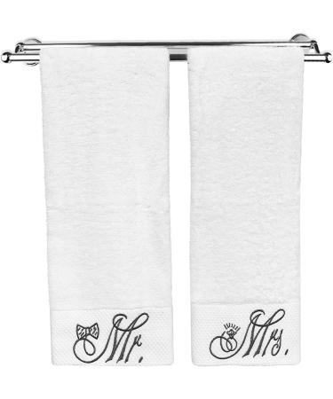 Mr. and Mrs. Towels - Couple Embroidered Hand Towels (2 Pack) - Wedding/Engagement Gifts - Modern Designs Pro - Buy Online on SooperMarket.com