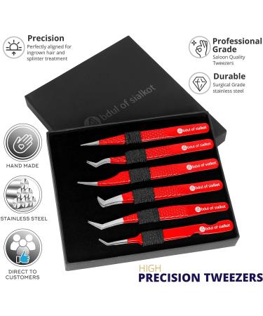 Silakor 6-Piece Stainless Steel Eyelash Extension Tweezers Set for Volume and Classic Lashes (Red) - Buy Online on SooperMarket.com