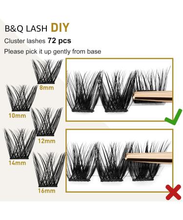 Lash Cluster C D Curl 72 Clusters B&Q Lash 12mm Mega Volume DIY Eyelash Extensions - Buy Online on SooperMarket.com