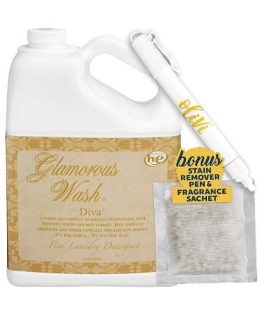 Tyler DIVA Glamorous Wash Laundry Detergent - 1 Gallon - With Olivi Stain Remover Pen - Fresh Scented Sachet - Laundry Detergent For Washing