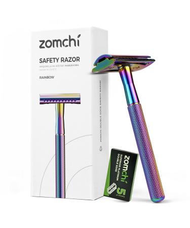 Double edge shaving apparatus for women women's razors with a sensitive box suitable for all double edge rasier blades free of plastic (rainbow) Rainbow