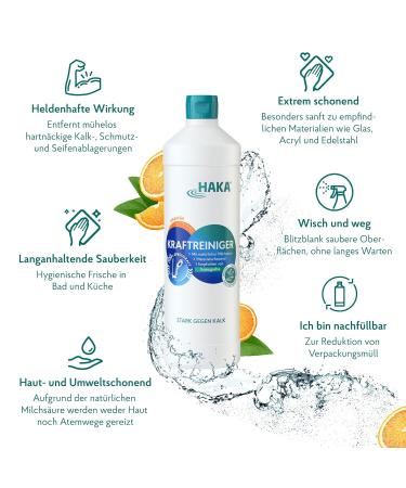 HAKA Power Cleaner Spray Refill Bottle | 1L Bathroom & Kitchen Cleaner Against Limescale | International Shipping Available - Buy Online on SooperMarket.com