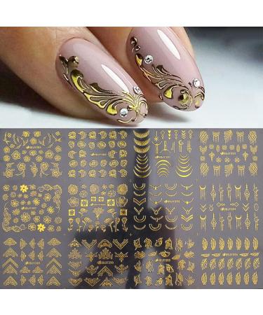Gold Flower 3D Metallic Nail Art Stickers - Self-Adhesive Decals for Luxury Nail Designs - Women's Nail Art Decoration - Buy Online on SooperMarket.com