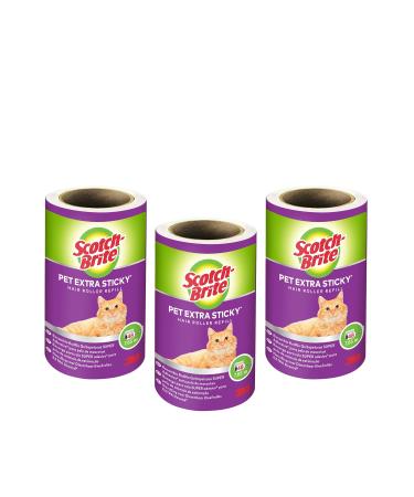 Scotch-Brite Pet Extra Sticky Animal Hair Substitute Rollen 48 Latt 3 Rolls 144 Latt p Pack-lint roller for animal hair/dog hair and cat hair replacement rolls x 3