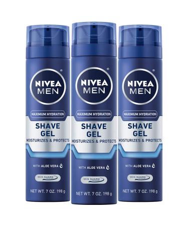 NIVEA MEN Maximum Hydration Shave Gel with Aloe Vera and Provitamin B5, 3 Pack of 7 Oz Cans