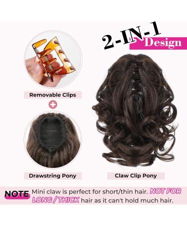 REECHO 9 Classic Loose Curly Wavy Claw Clip Ponytail Extension - Dark Brown with Highlights - Buy Online on SooperMarket.com