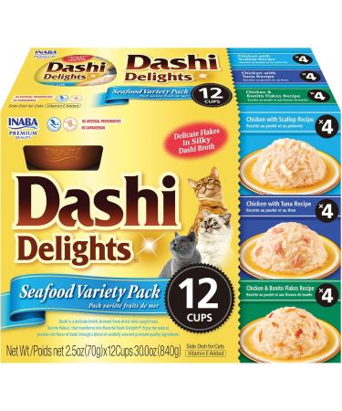 INABA Natural Premium Hand-Cut Grilled Chicken Fillet Cat Treats/Topper & Dashi Delights for Cats Shredded Chicken with Bonito Flake Broth 2.5 Ounce Cup 12 Cups Total Seafood Variety - Buy Online on SooperMarket.com