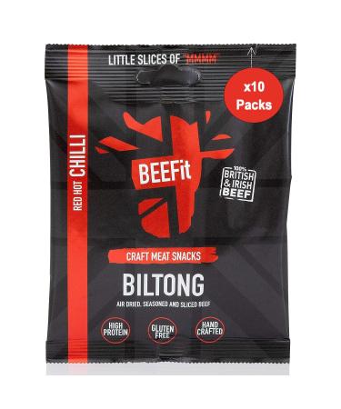 BEEFit Biltong Beef Jerky | Red Hot Chilli | 10x30g | High Protein | Gluten Free | Keto Friendly
