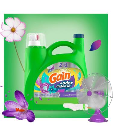 Gain Odor Defense Liquid Laundry Detergent - Super Fresh Blast Scent 154 fl oz 107 Loads HE Compatible - Order Internationally - Buy Online on SooperMarket.com